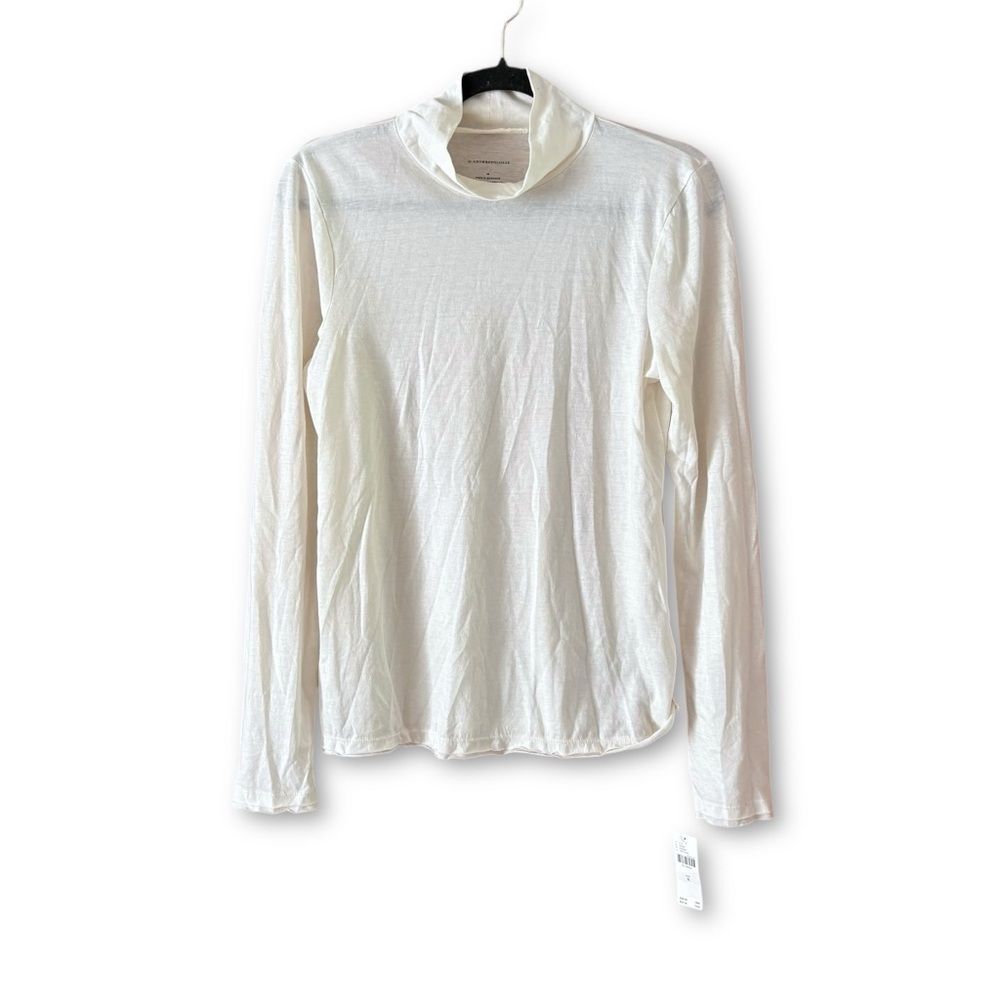 Anthropologie Gauzy Mock-Neck Top Ivory NWT Size Medium Classic Neutral